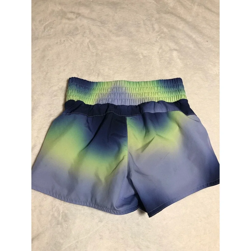 5/$25 Old Navy Active Go-Dry Shorts M 8 Blue Green Ombre Smocked Athletic Liner